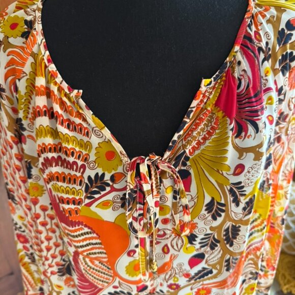 Charter Club Sheer Print Long Sleeve Blouse Size Medium - Picture 2 of 9